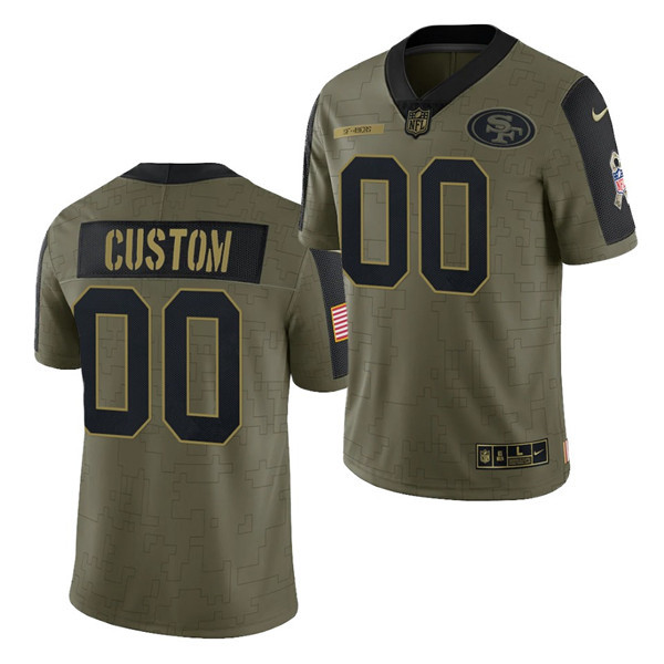 Men's San Francisco 49ers Customized 2021 Olive Salute To Service Limited Stitched Jersey